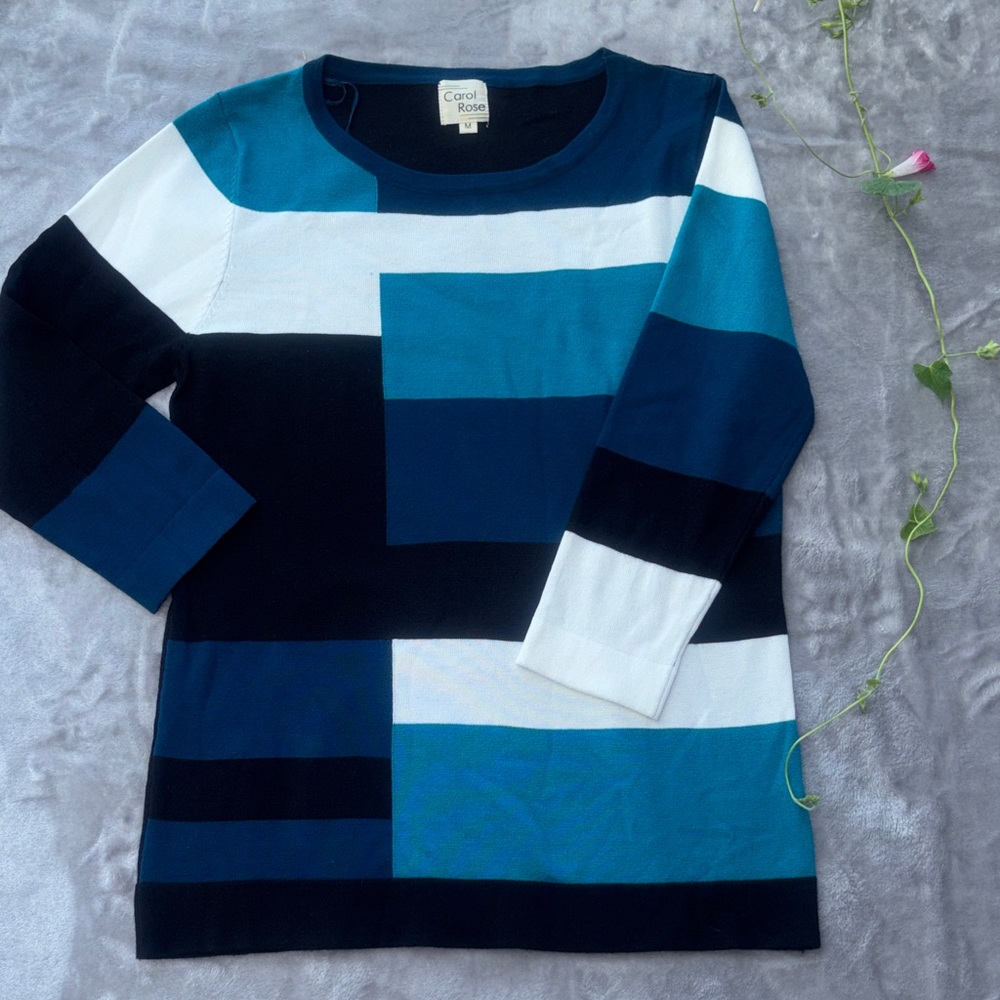 Carol Rose Blue and Black Sweater